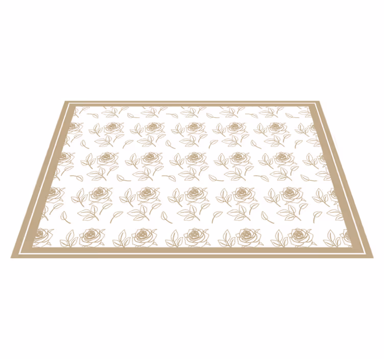 Mantel individual elegante Patrón de rosa detallado fondo beige - TenVinilo