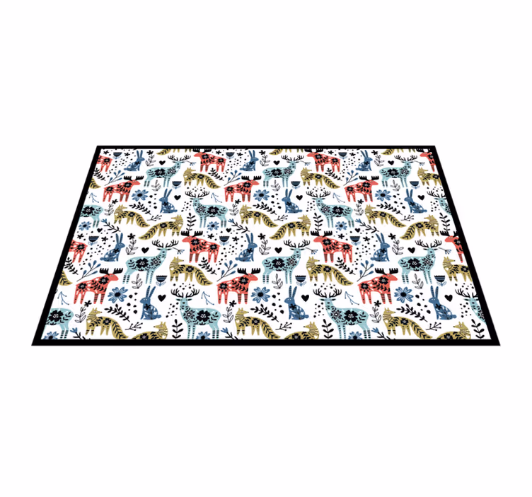 Mantel individual infantil con patrón de animales juguetones - TenVinilo