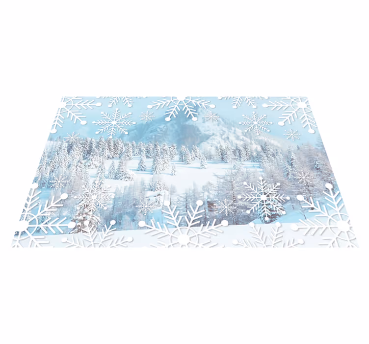 Mantel individual navideño escena invernal con copos - TenVinilo