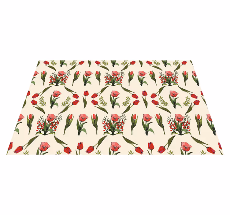 Mantel individual original cuenco rojo floral - TenVinilo