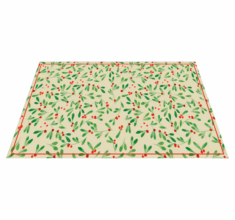 Mantel individual navideño patrón de hojas festivas - TenVinilo
