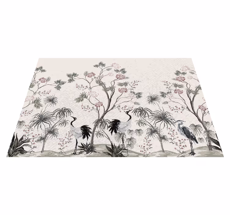 Mantel individual infantil grullas entre flores - TenVinilo