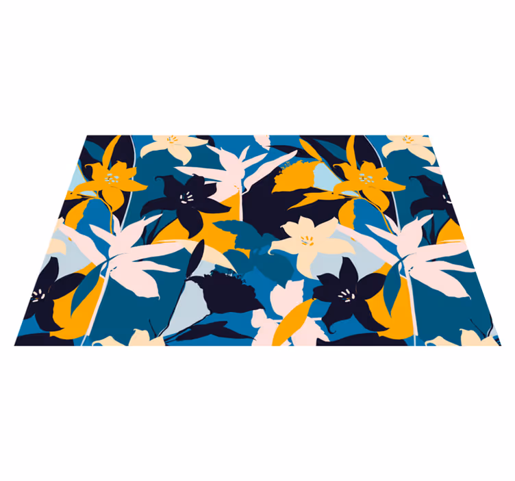 Mantel individual original patrón floral en teal - TenVinilo