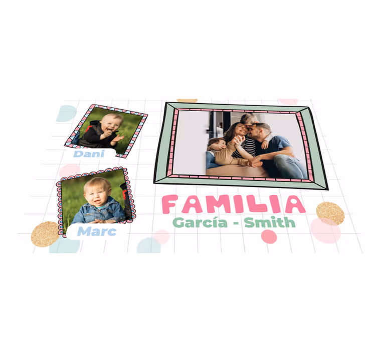 Mantel individual personalizable marco de familia con nombres - TenVinilo