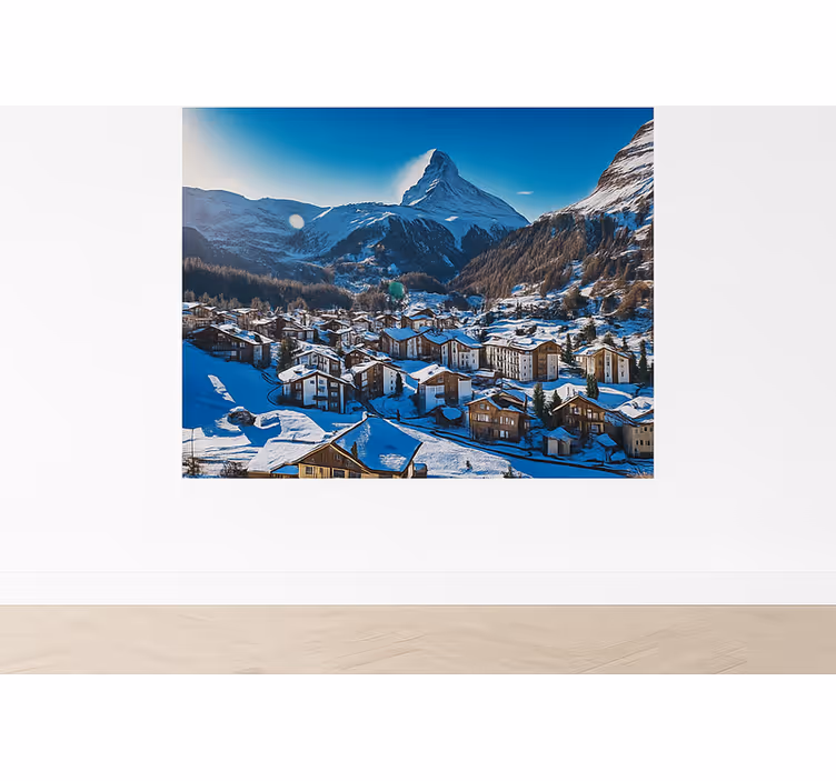 Mural de montañas lago oeschinen, suiza - TenVinilo