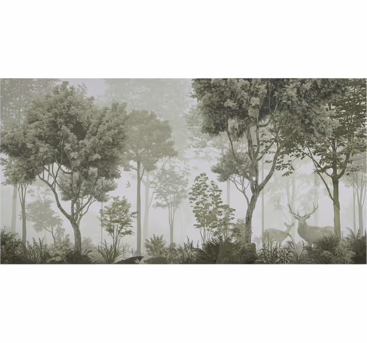 Mural de bosque escape a la naturaleza tranquila - TenVinilo