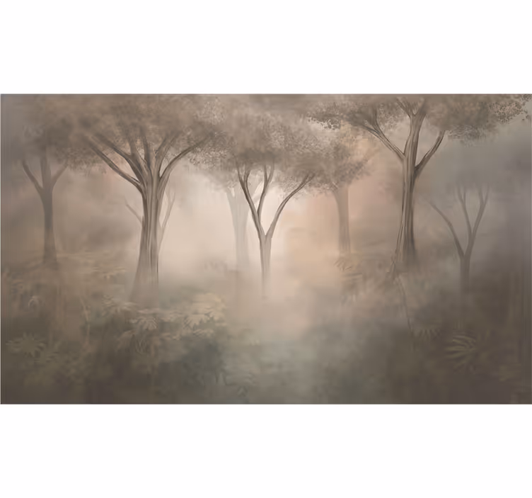 Mural de bosque bosque sepia brumoso - TenVinilo