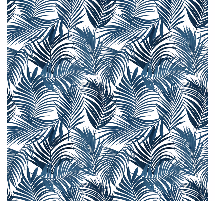 Mural de selva diseño de hojas de palma azules - TenVinilo