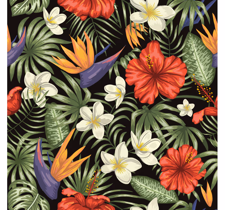 Mural de selva diseño de plantas tropicales - TenVinilo
