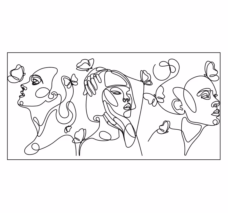 Papel mural blanco silueta de tres mujeres 3 - TenVinilo