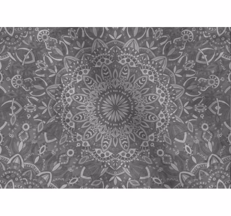 Papel mural gris con patrón de mandala intrincado - TenVinilo