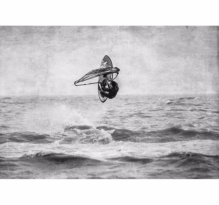 Papel mural gris windsurf en blanco y negro - TenVinilo
