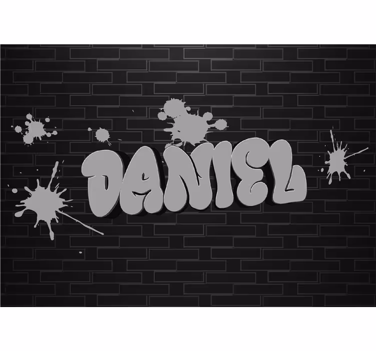 Papel mural negro grafitti de pared con nombre - TenVinilo
