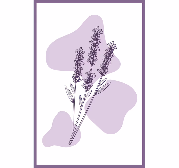 Papel mural lila planta de lavanda dibujada - TenVinilo