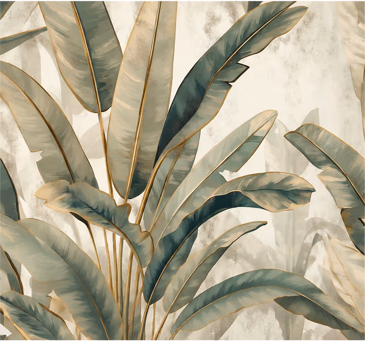 Mural de naturaleza textura de hojas de jungla y arena - TenVinilo