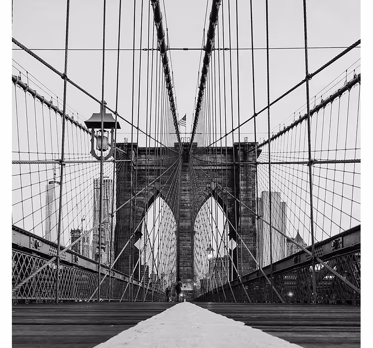 Mural para recibidor puente de brooklyn en blanco y negro - TenVinilo