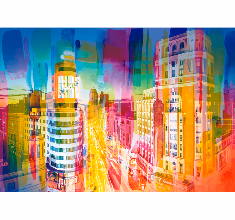 Fotomural Madrid Gran Vía pintada - TenVinilo