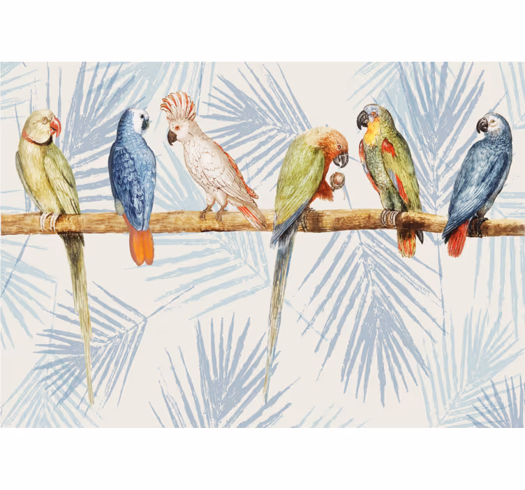 Fotomural animales de loros tonos pastel - TenVinilo