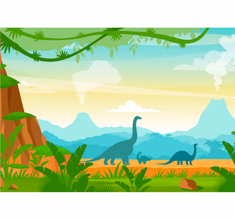 Mural de selva dinosaurios en la jungla - TenVinilo