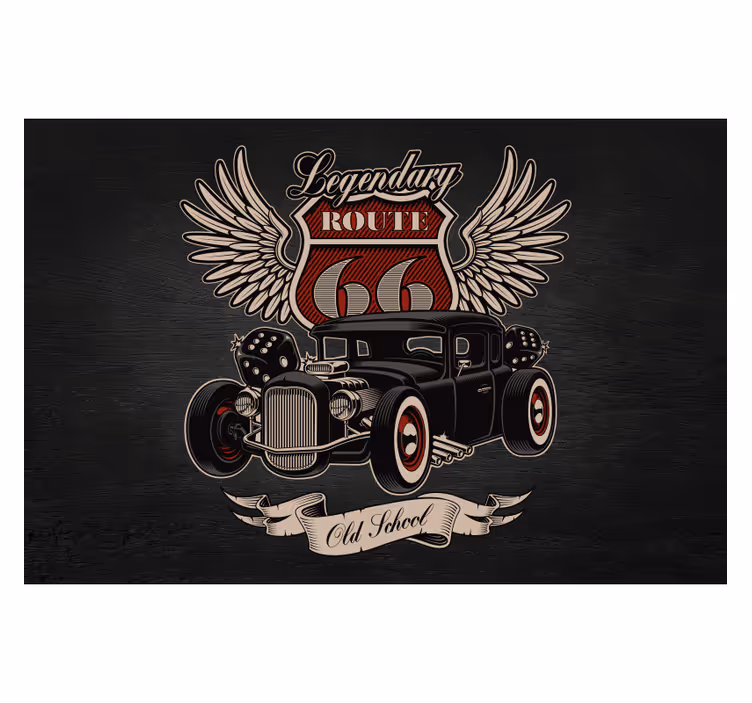 Papel pintado vintage coche Ruta 66 - TenVinilo