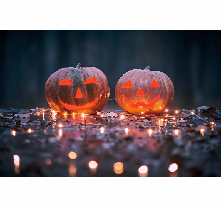 Mural Halloween resplandor de calabaza grabado - TenVinilo