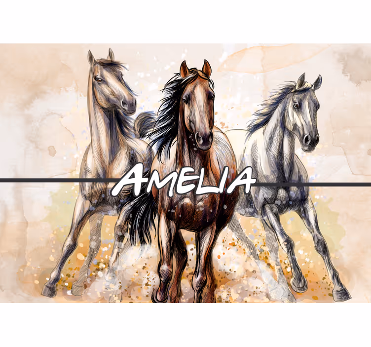 Fotomural animale Tres caballos ilustrados - TenVinilo