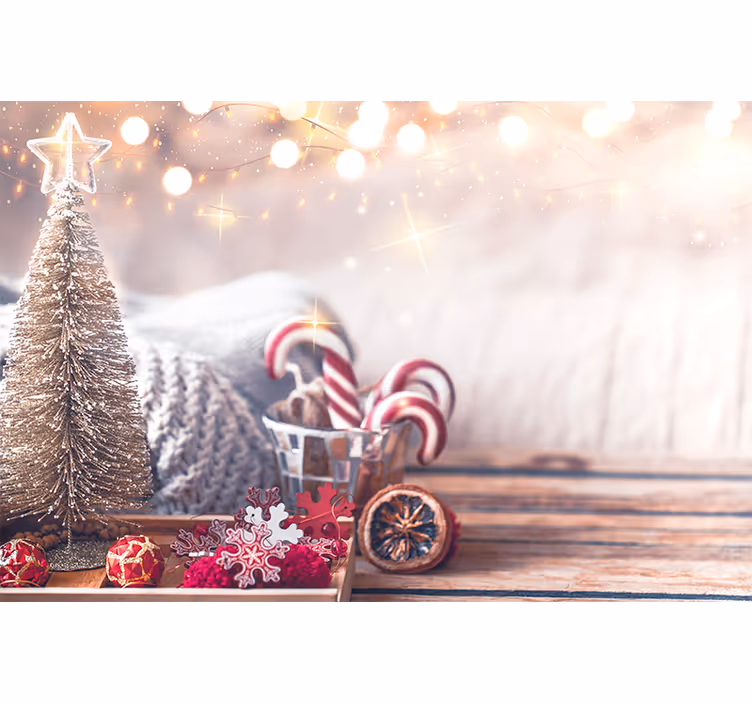Mural para salón Arbol de navidad y dulces - TenVinilo