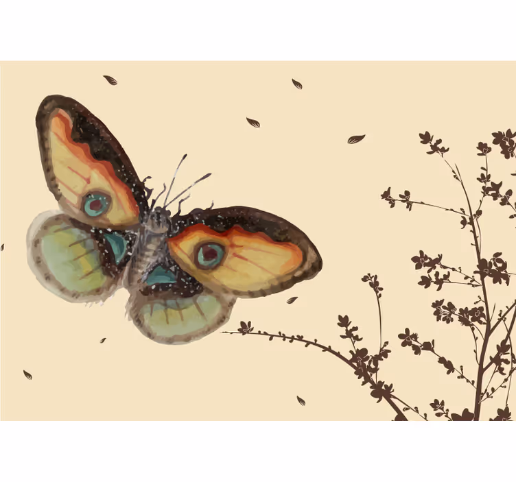 Mural de animales exhibición de grandes mariposas - TenVinilo