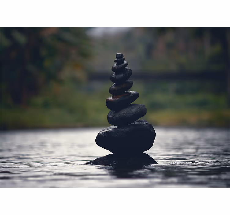 Mural Zen balanza de piedras apiladas - TenVinilo