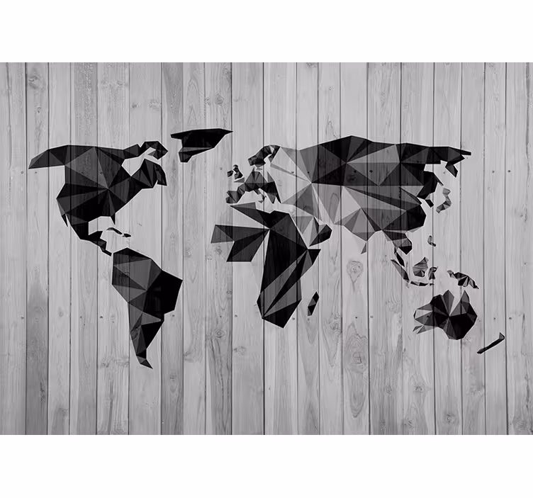 mural mapamundi mural de pared mapa del mundo formas geométricas - TenVinilo