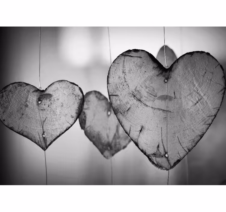 Fotomural madera Patrón de madera gris con corazón - TenVinilo