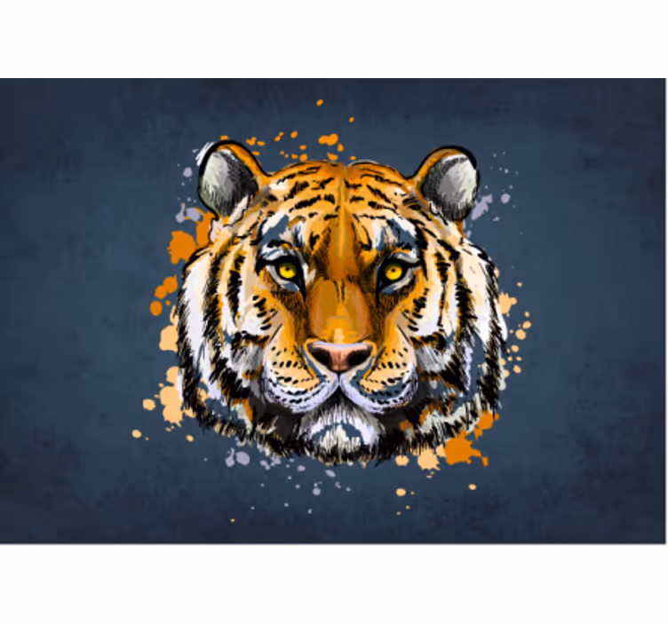 Fotomural animale Cara de tigre en fondo azul - TenVinilo