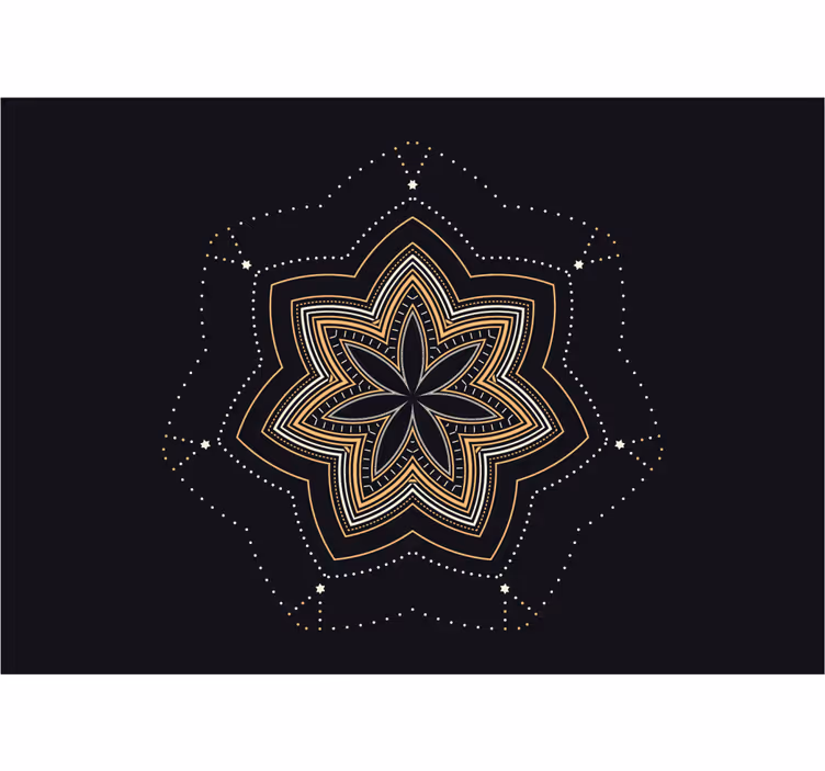 Mural de mandala patrón de estrella intrincado - TenVinilo