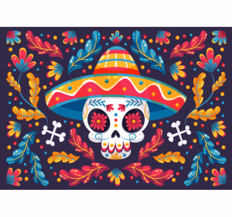 Fotomural fantasía Smilling calavera diseño mexicano - TenVinilo