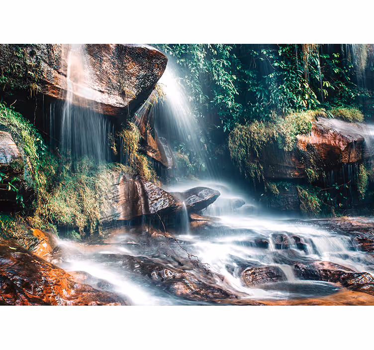 Mural de naturaleza paisaje sereno de cascada - TenVinilo