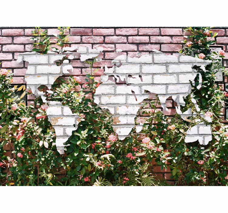 Mural mapamundi mapa del mundo floreciente - TenVinilo