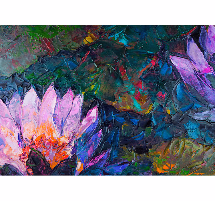 Fotomural flores Pintura al óleo de loto - TenVinilo