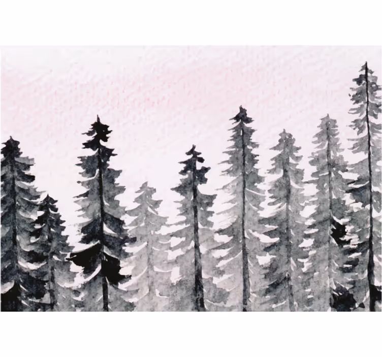 Fotomural de bosque Aquarell madera bosque gris - TenVinilo