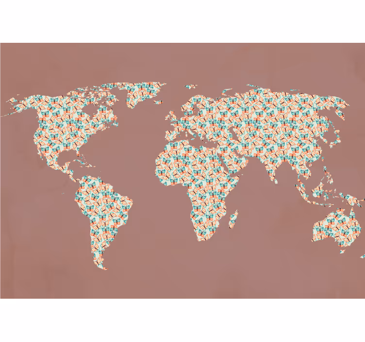 Mural mapamundi patrón del mapa mundial - TenVinilo