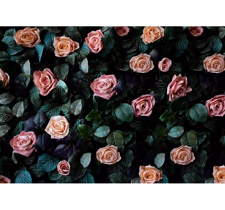Mural de flores rosa romántica floral - TenVinilo