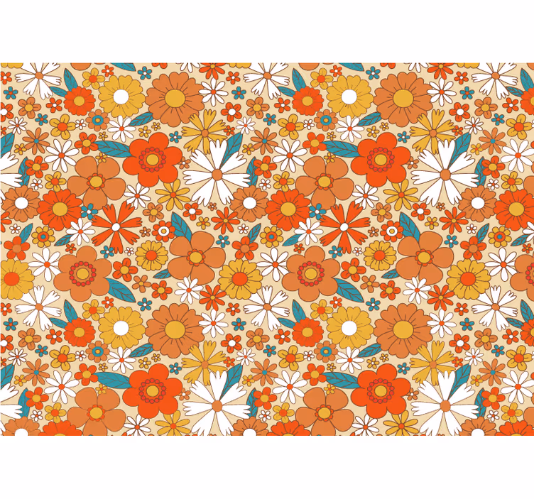 Mural de flores diseño floral vibrante - TenVinilo
