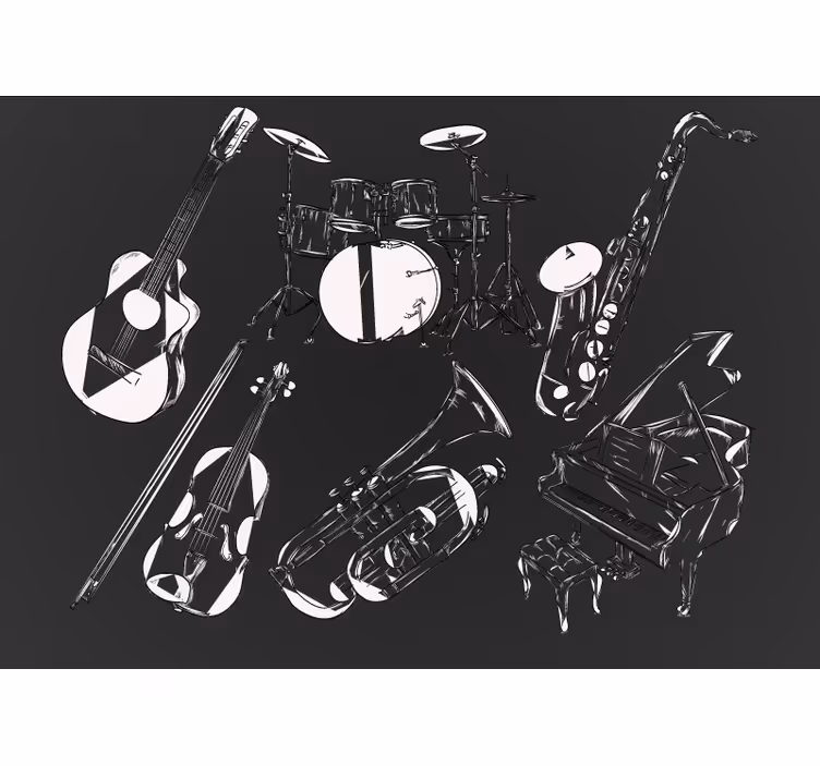Mural de música colección de instrumentos musicales - TenVinilo