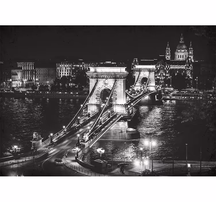 Fotomural ciudad Puente de las cadenas de budapest por la noche - TenVinilo