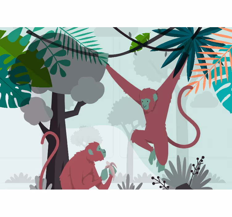 Mural para salón Diseño de la selva de colores pastel - TenVinilo