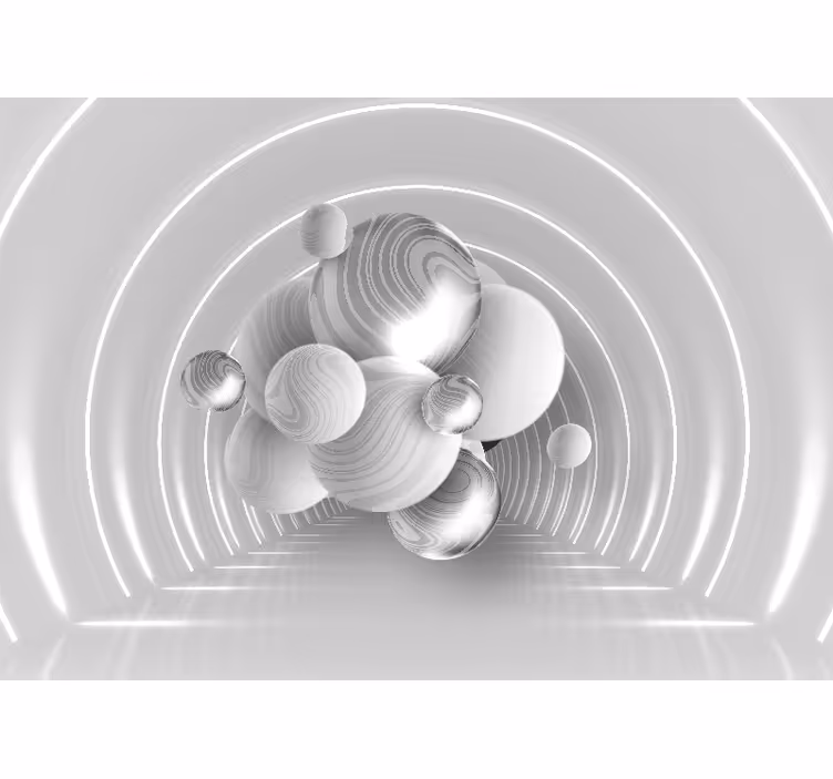 Fotomural 3D formas circulares flotantes - TenVinilo