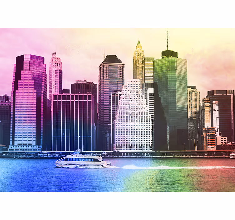 Fotomural Nueva York Coloridos skyscappers de manhattan - TenVinilo