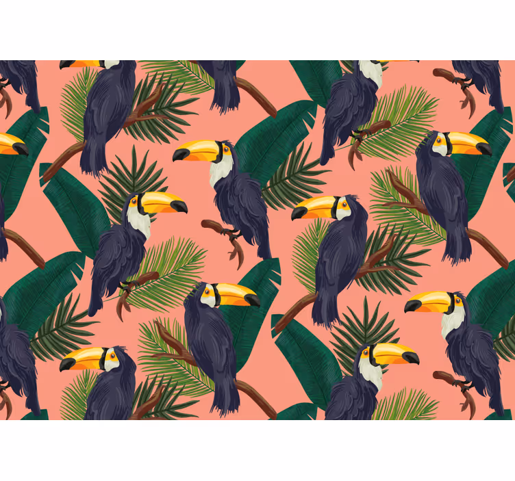 Mural de animales diseño de tucanes tropicales - TenVinilo