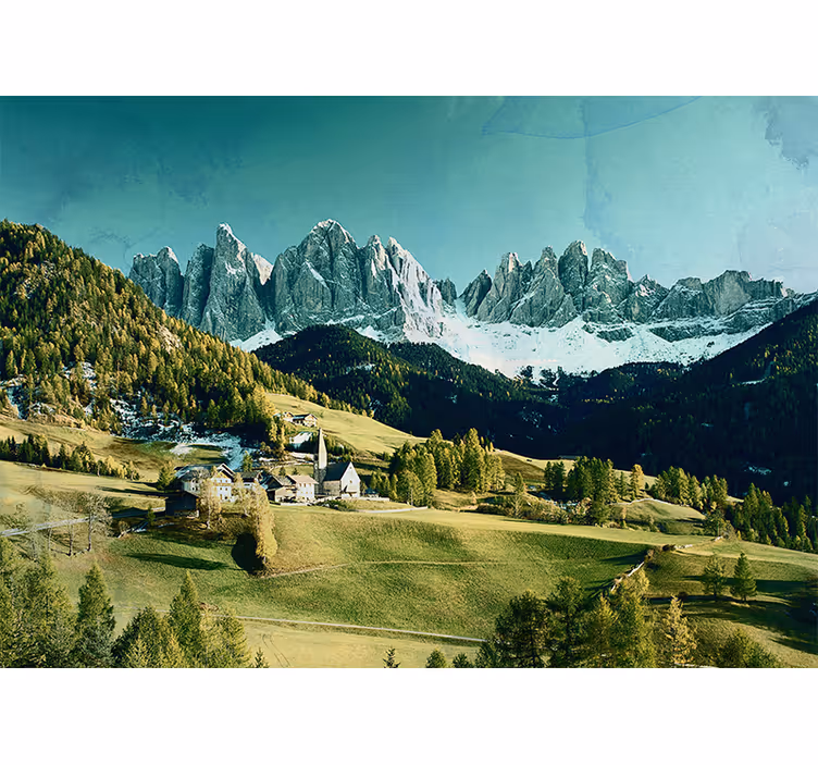 Fotomural naturaleza Hermosas montañas y un campo verde - TenVinilo