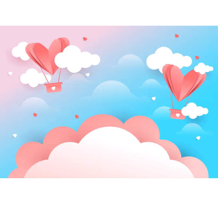 Mural de amor globos de corazón flotantes - TenVinilo