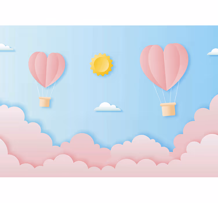 Mural de amor globos en forma de corazón - TenVinilo